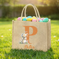 Conejito de Pascua personalizado Bolsa de yute de gran capacidad con inicial y nombre Regalo de Pascua de uso diario para amigos Niños