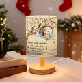 Lámpara de sobremesa personalizada con nombre y texto en tela de lino con foto de cardenal Decoración para el hogar Regalo de Navidad en memoria de la familia
