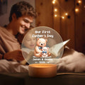 Lindo Oso de Caricatura Personalizado Animales Ganado Acrílico LED Luz de Noche con Base de Madera y Nombre Decoración del Hogar Cumpleaños Día del Padre Regalo para Niños