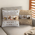 Personalizado 3 Fotos de Mascotas Hueso de Pata Impresión de Corazón Funda de Almohada Suave con Nombre y Año Decoración del Hogar Regalo Conmemorativo por Pérdida de Mascota
