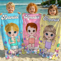 Toalla de playa personalizada extragrande de secado rápido con diseño animado y nombre  regalo de vacaciones cumpleaños para niños o familia