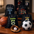 Bolsa de cordón con nombre, inicial o número, con estampado deportivo de camuflaje a rayas personalizado Regalo de cumpleaños de vuelta al cole para estudiantes amantes del deporte
