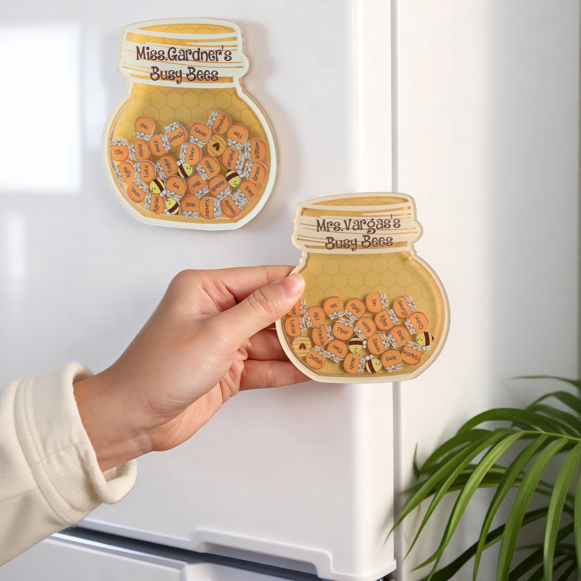 Tarro de miel personalizado con abeja Imán con nombre Regalo de la semana de agradecimiento a los profesores por la vuelta al cole