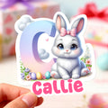 Conejito de Pascua Personalizado Pegatina Impermeable Inicial con Nombre Pascua Fiesta Regalo Decoración para Niños