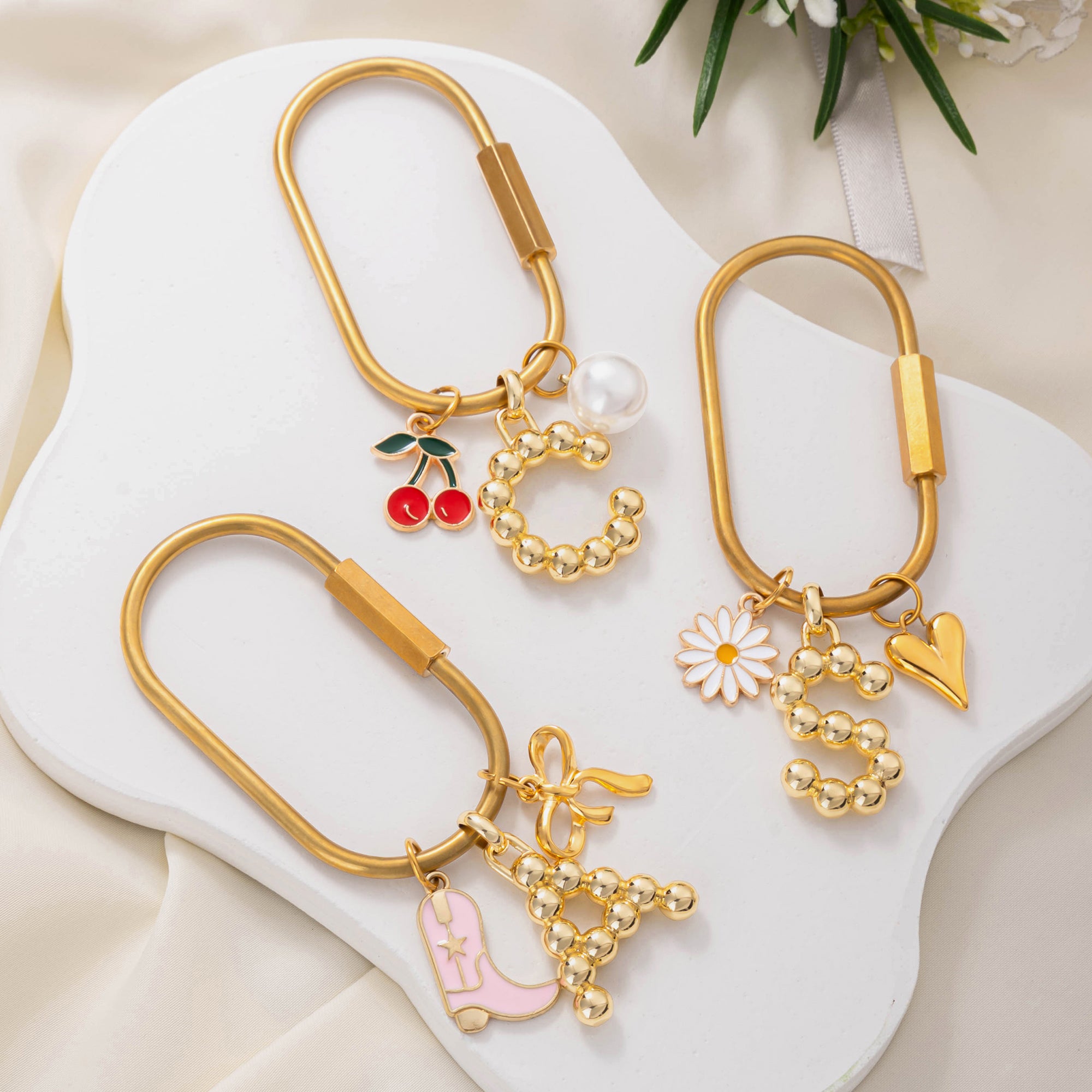 Personalizada de Oro Burbuja Inicial Bolsa Charm Llavero Boda Dama de honor Navidad Cumpleaños Regalo para Mujer