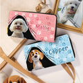 Personalizada de dibujos animados nombre del perro grande de la PU de cuero de mano billetera con varios compartimentos de metal cremallera cumpleaños aniversario de regalo para los amantes del perro