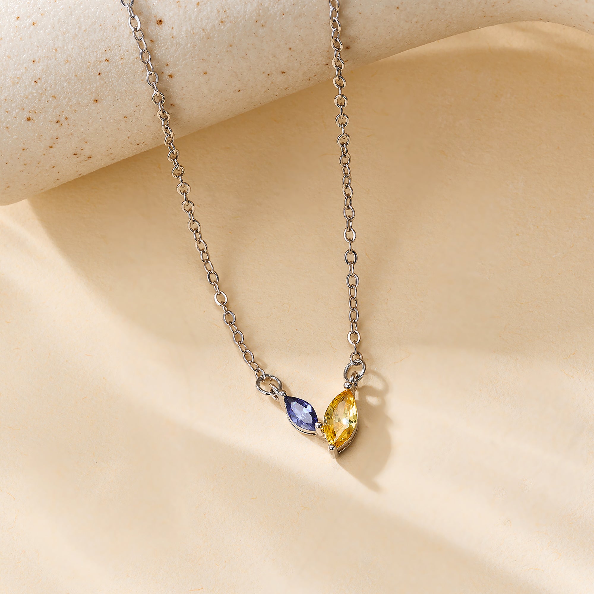 Marquesa personalizada Birthstones Collar Dainty Joyería Cumpleaños Aniversario Regalo de Navidad para ella