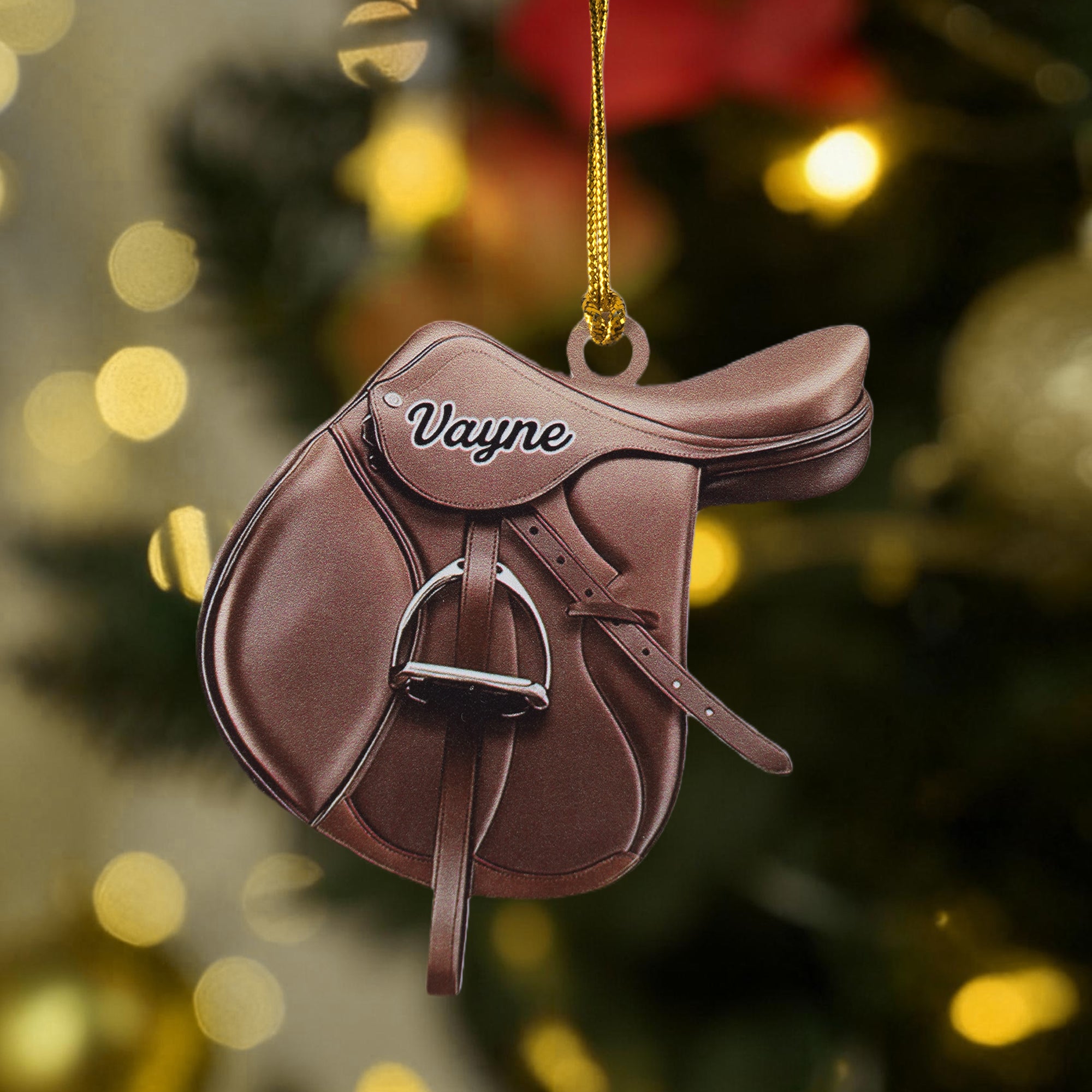 Adorno acrílico personalizado de silla de montar de caballo con nombre Decoración del hogar Regalo de aniversario de cumpleaños de Navidad para amantes de los caballos Ecuestres