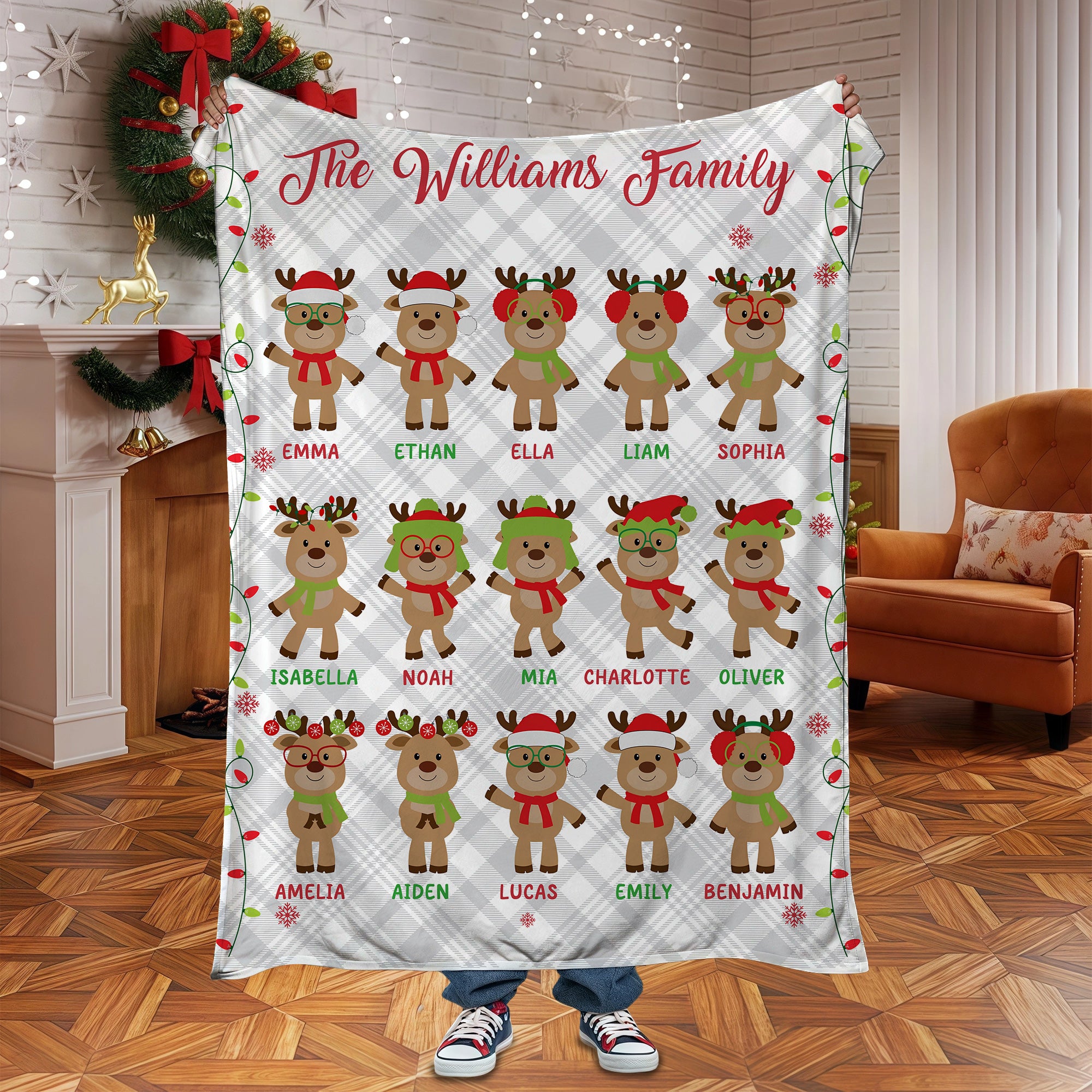 Manta de felpa personalizada con 1-15 nombres y texto Decoración del hogar Cumpleaños Navidad Regalo para niños Familia Amigo
