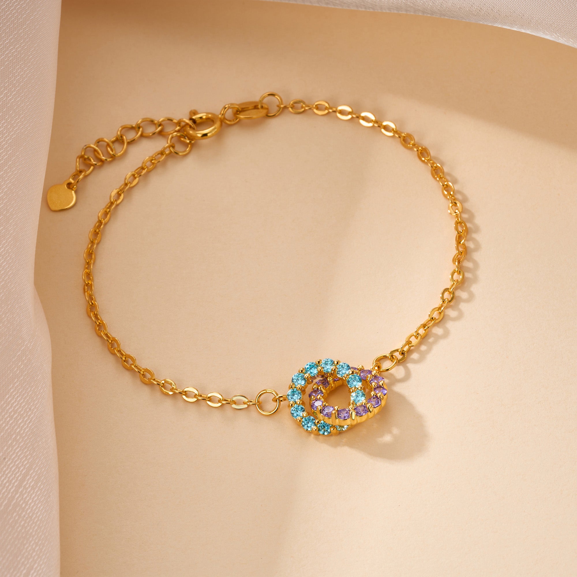 Personalizada eterna entrelazados Círculo Birthstones pulsera de cumpleaños de regalo para ella