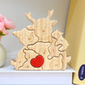 Rompecabezas de madera personalizado con familia de alces lindos y 2-5 nombres grabados decoración de escritorio regalo de cumpleaños para la familia