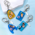 Llavero personalizado de piscina con personaje de dibujos animados y etiqueta con nombre grabada Regalo de cumpleaños y aniversario para los amantes de la natación