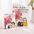 Árbol del amor personalizado Gesto Corazón Personaje de dibujos animados Rompecabezas de ladrillo de construcción con el nombre y la fecha Día de San Valentín Aniversario Regalo para Pareja