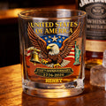 Bandera Americana Personalizada Estatua de la Libertad 10 oz Rock Whiskey Glass con Nombre y Año Día del Padre Regalo de Cumpleaños para Hombres Amantes de la Cultura Americana