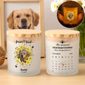 Personalizada Wreath Paw Pet Foto LED Nombre Tarro de vela con la fecha de texto y tapa de madera Memorial Condolencia Simpatía Pet Loss Regalo para los dueños de mascotas