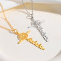 Personalizado Exquisito Hueco Nacimiento Flor Cruz Collar con Nombre Religioso Mujeres Joyería Cumpleaños Aniversario Bautizo Regalo para Cristiano