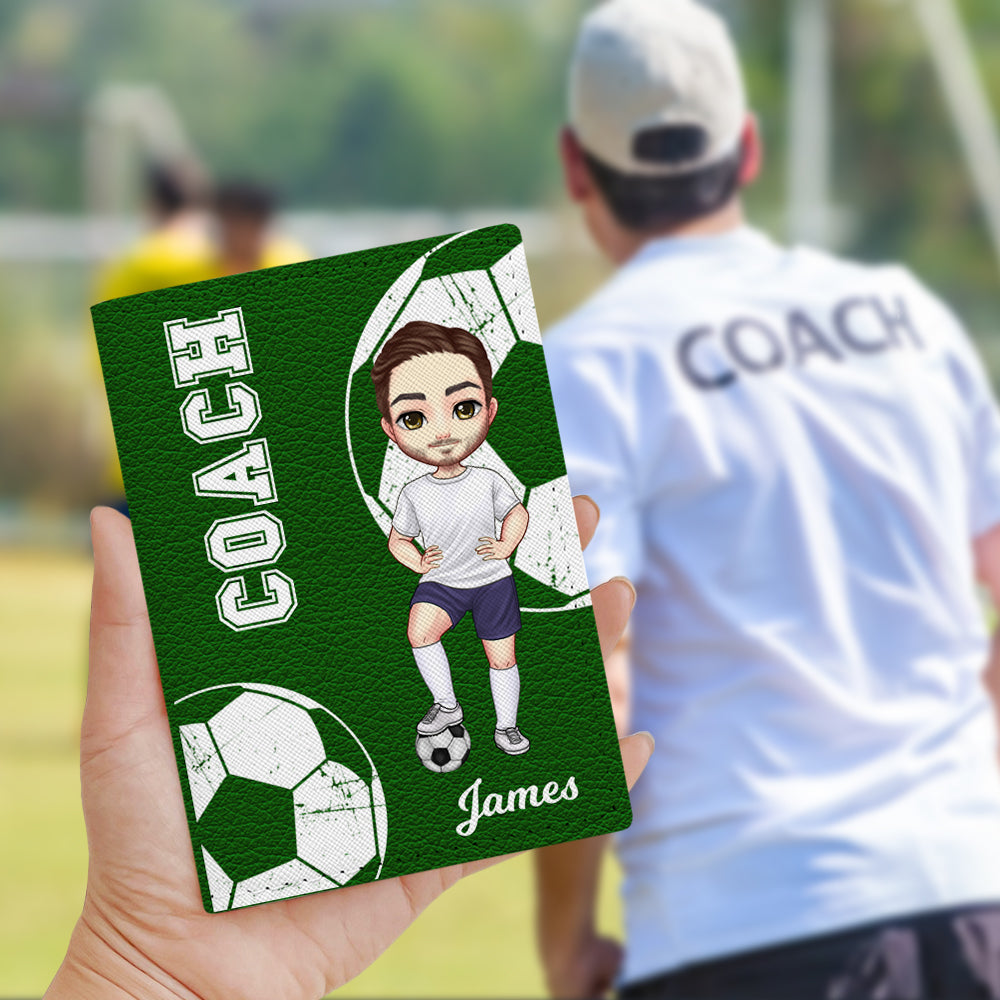 Personalizada de dibujos animados de baloncesto de fútbol de caracteres de cuero de la PU Pasaporte Titular con el nombre de Cumpleaños Apreciación de Regalo para Entrenador Miembro del Equipo Amante
