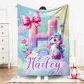 Fantasía personalizada Unicornio Arco Iris Suave manta con nombre Guardería Decoración Cumpleaños Baby Shower Regalo para niños Unicornio Amantes
