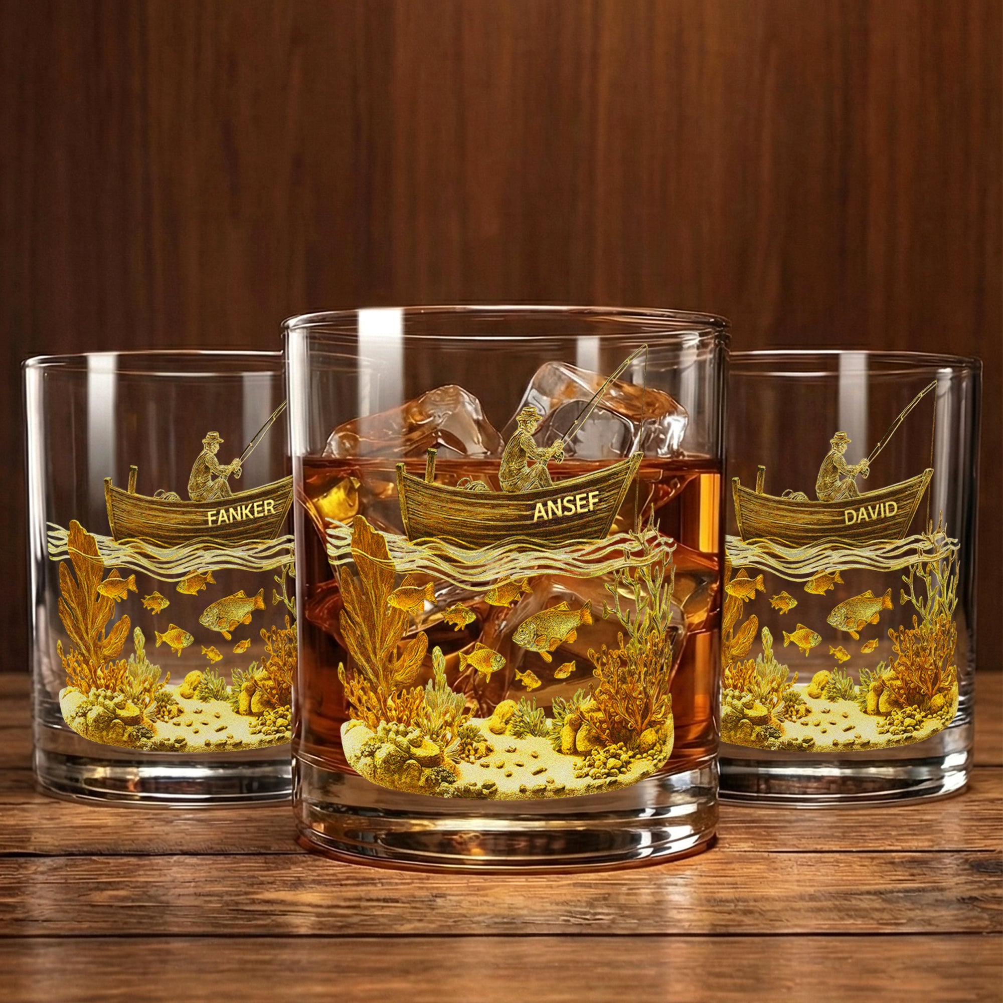 Vaso de whisky de 10 onzas personalizado con el nombre de un pescador Regalo de cumpleaños para el Día del Padre de los hombres entusiastas de la pesca