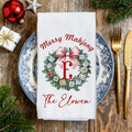 Personalizada arco guirnalda árbol de Navidad Mahjong Waffle toalla de té con el texto de Navidad de vacaciones de regalo para la familia amigo