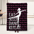 Personalizada Eat Sleep Dance Repeat Silueta de Bailarina Manta Suave con Nombre Decoración del Hogar Regalo de Cumpleaños para Amantes de la Danza