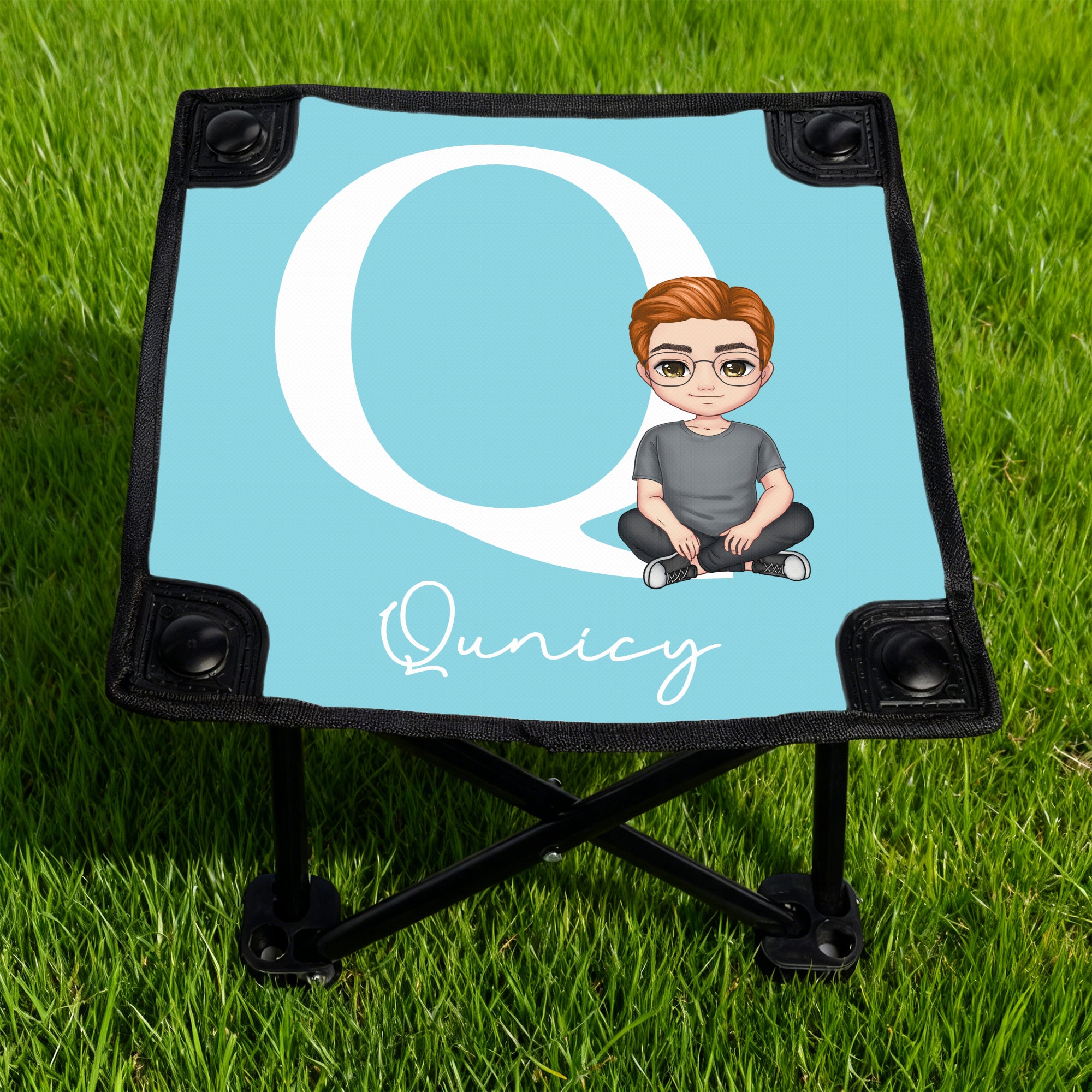 Taburete de pesca personalizado con iniciales de personaje de dibujos animados y nombre Actividades al aire libre Regalo de camping para entusiastas de la pesca
