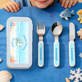 Juego de cubiertos de 3 piezas de acero inoxidable con nombre y estuche regalo de cumpleaños para niños niñas