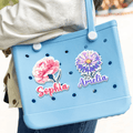 Personalizada Nacimiento Flor Purpurina Estrellas Nombre Botón Etiqueta Bolsa Encanto Accesorios Cumpleaños Aniversario Regalo de Navidad para las mujeres