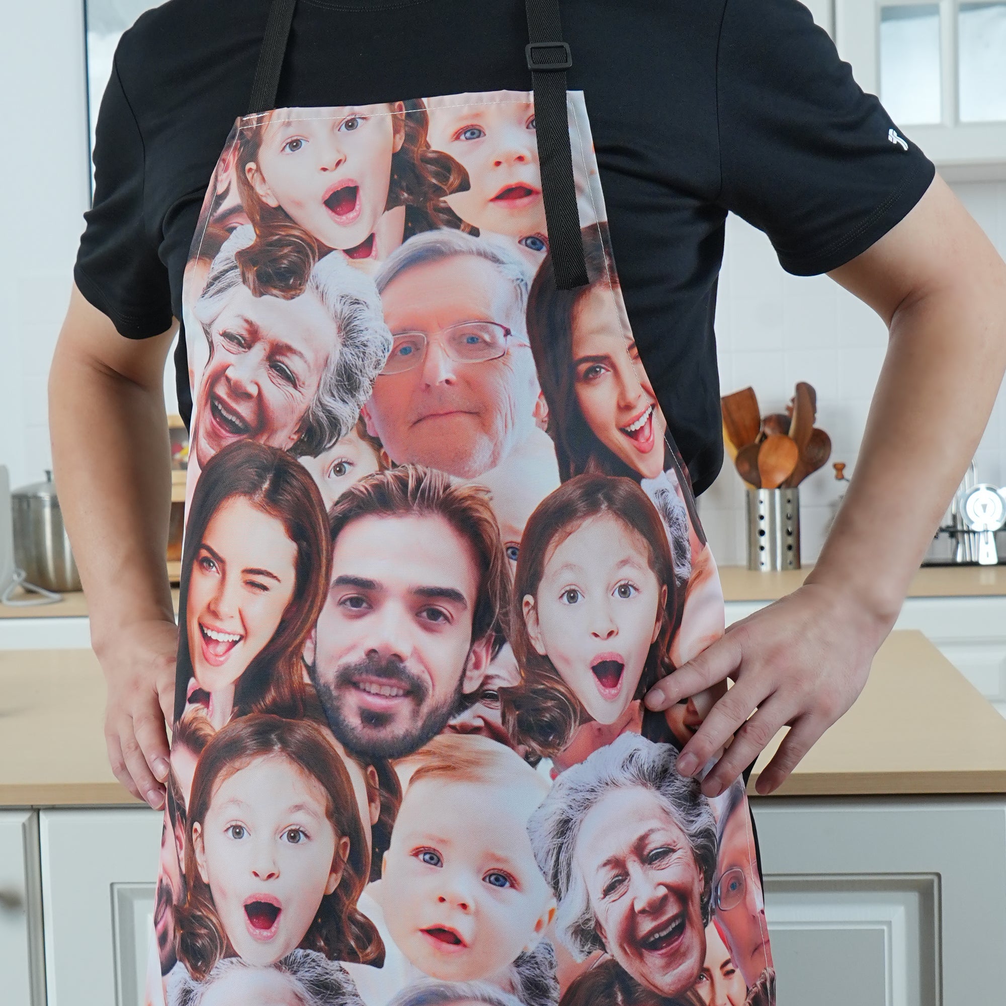 Personalizado Crazy Funny Face Foto Avatar Delantal Ajustable con Bolsillo Regalo de Cumpleaños para la Familia Chef Cocinero Amante