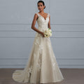 Bridal Wedding Dress Yellow Sleeveless Long V-Neck A-line