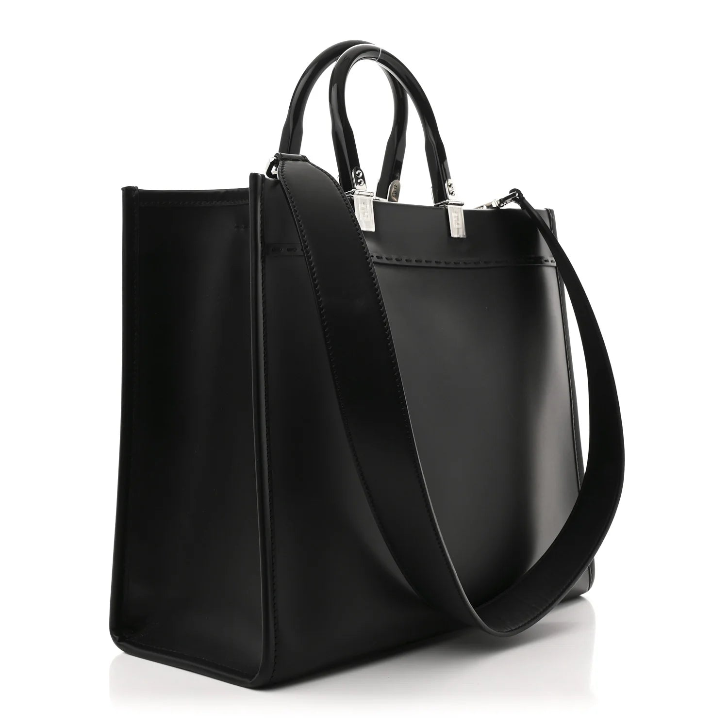 Fendi Vitello King Plexiglass Medium Fendi Sunshine Shopper Tote Black White
