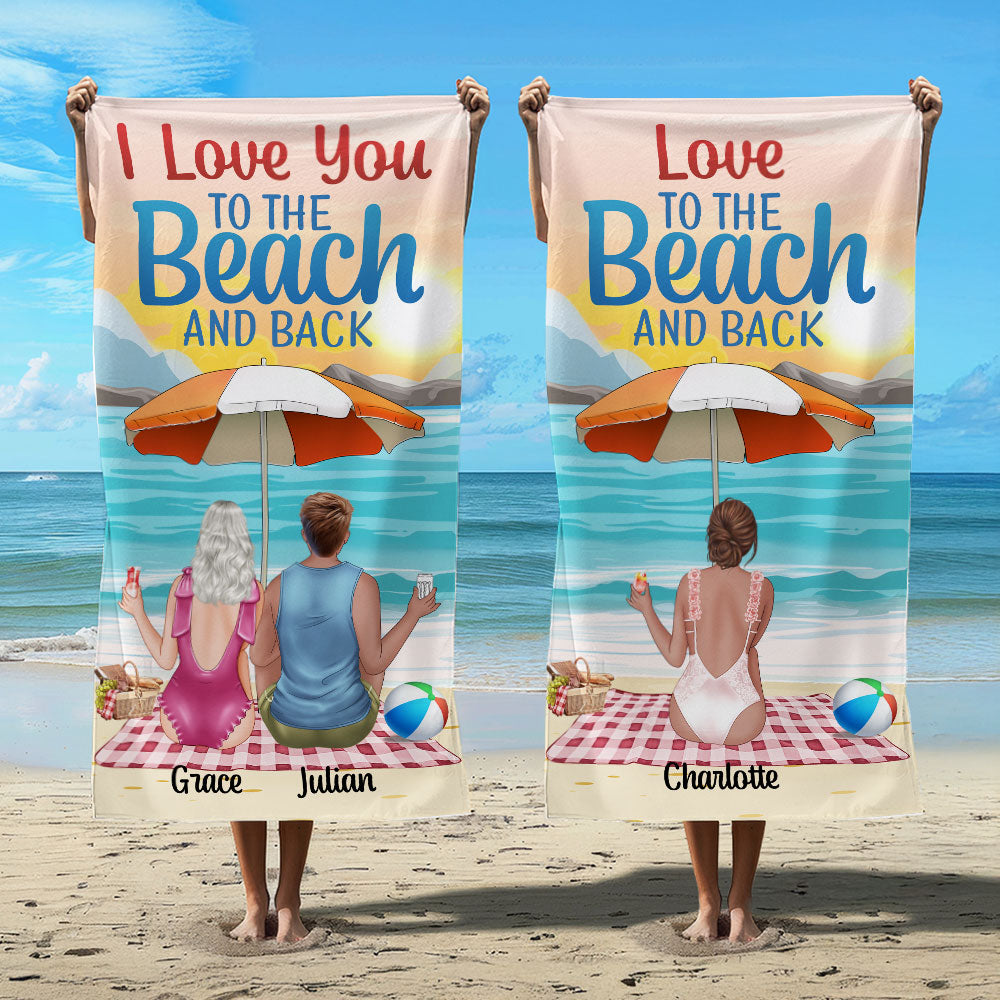 Toalla de playa personalizada Love to The Beach and Back Cartoon Character Soft Quick Dry Oversized Beach Towel with Name Summer Party Birthday Gift for Him Her