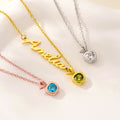 Personalizada Dainty Apple Charm Collar con piedra de nacimiento y el nombre de Navidad Día de San Valentín Cumpleaños Aniversario de regalo para las mujeres novias Esposas