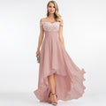 Bridal Wedding Dress Dusty Rose Strapless Asymmetrical Off the Shoulder A-line