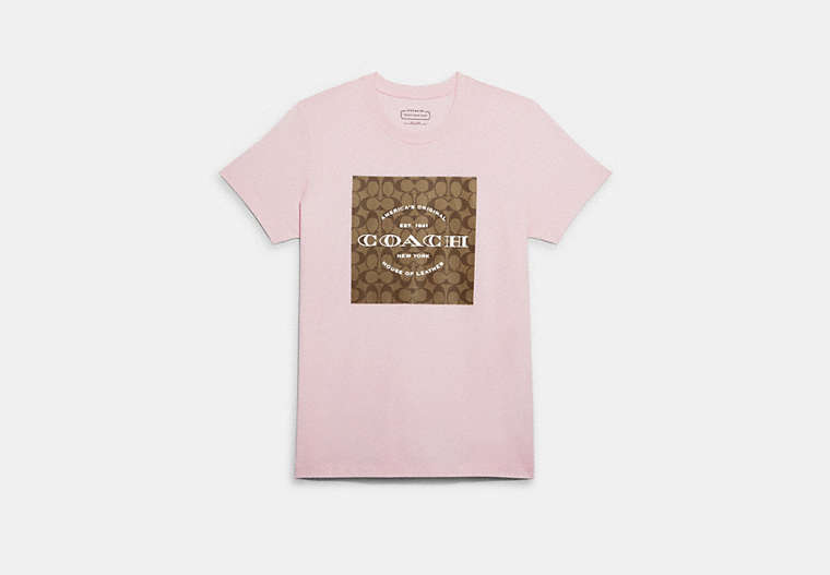 COACH® Women's Camiseta De Firma en Rosa, Talla Mediano