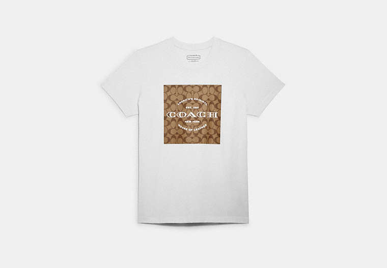 COACH® Women's Camiseta De Firma en Blanco, Talla Mediano