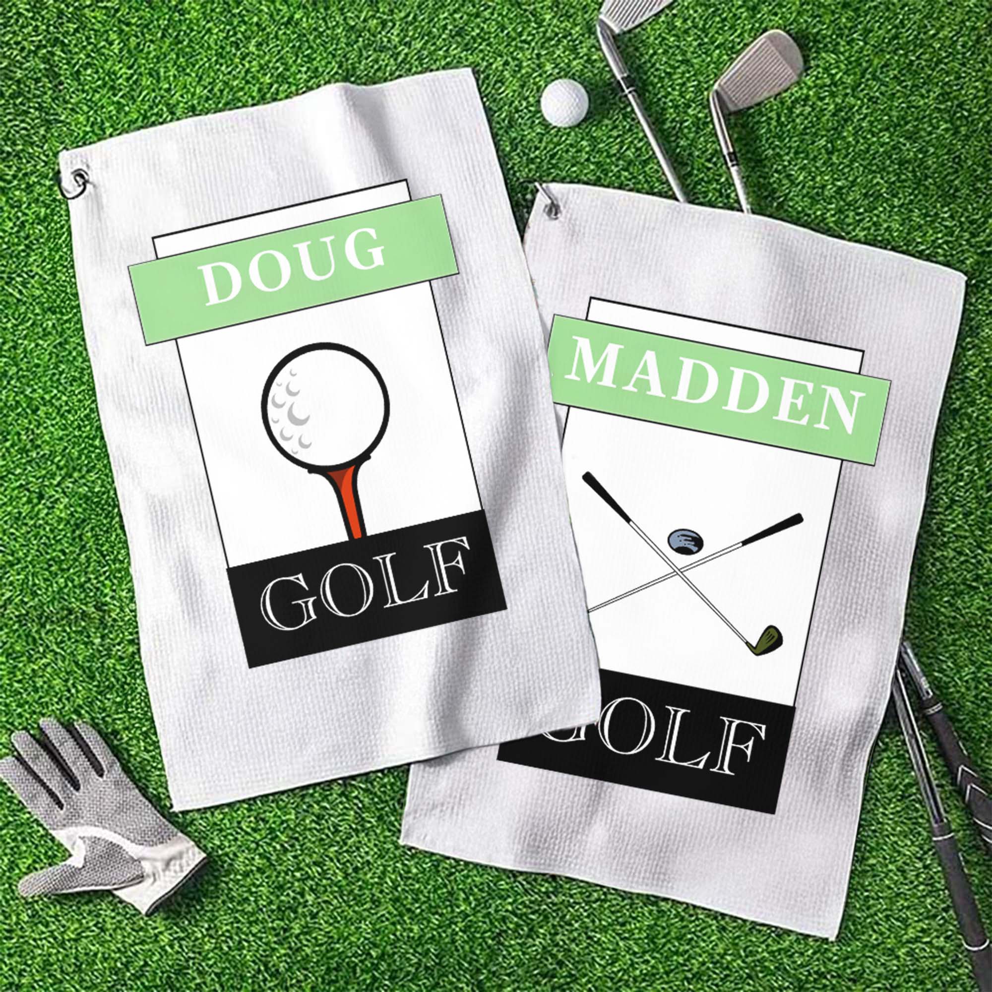 Toalla de golf personalizada con nombre y mosquetón Accesorio de golf Regalo de cumpleaños para jugador de golf