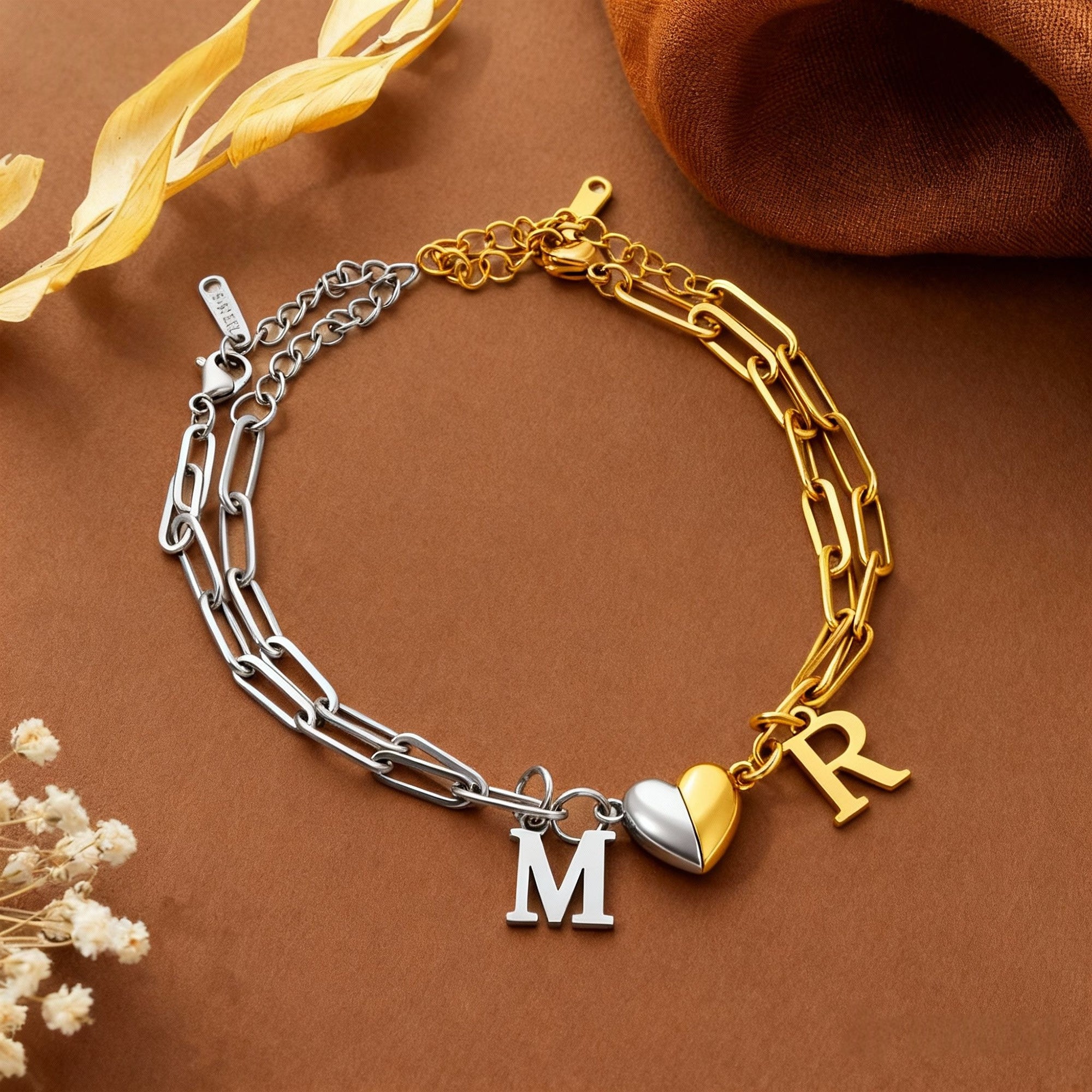 Personalizada Corazón Magnético Pulseras a juego con Inicial Aniversario Cumpleaños Regalo para Pareja Amante