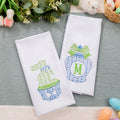 Toalla de cocina con conejito personalizada con inicial Juego de 2 paños de cocina de Pascua Decoración Regalo de inauguración para anfitriona Amiga de la familia