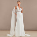 Bridal Wedding Dress Ivory Long V-Neck Mermaid