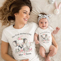 Personalizado Floral Corazón Elefante 100% Algodón Camiseta Bebé Body con Nombre Nuestro Primer Día de la Madre Cumpleaños Regalo para Bebé Mamá