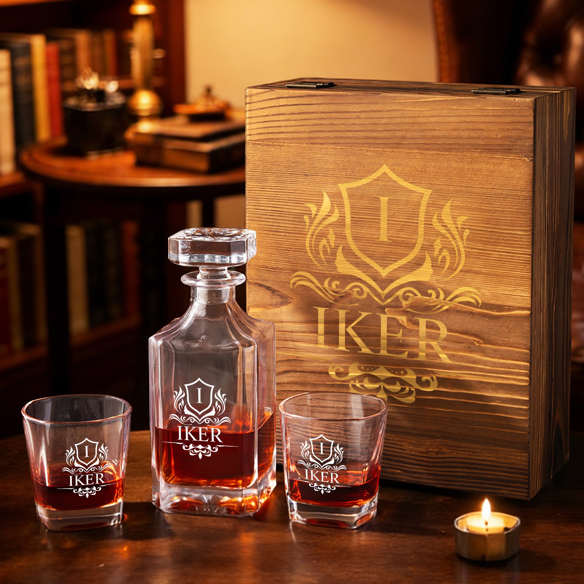 Juego de 2 copas de whisky con nombre e inicial grabadas y personalizadas Regalo de cumpleaños del Día del Padre para hombre Barman Papá