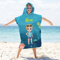 Toalla de playa con capucha personalizada con nombre y diseño de animales oceánicos y personaje de dibujos animados regalo de fiestas para chicos