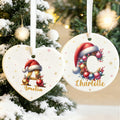 Adorno navideño de cerámica con iniciales del gorro de Papá Noel personalizado con nombre Decoración del hogar Regalo navideño para la familia Amigos