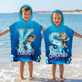 Toalla de playa con capucha y nombre Personalizada Caricatura Buceo Personaje Inicial Suave Vacaciones de Verano Playa Piscina Fiesta Cumpleaños Regalo para Niños Niñas