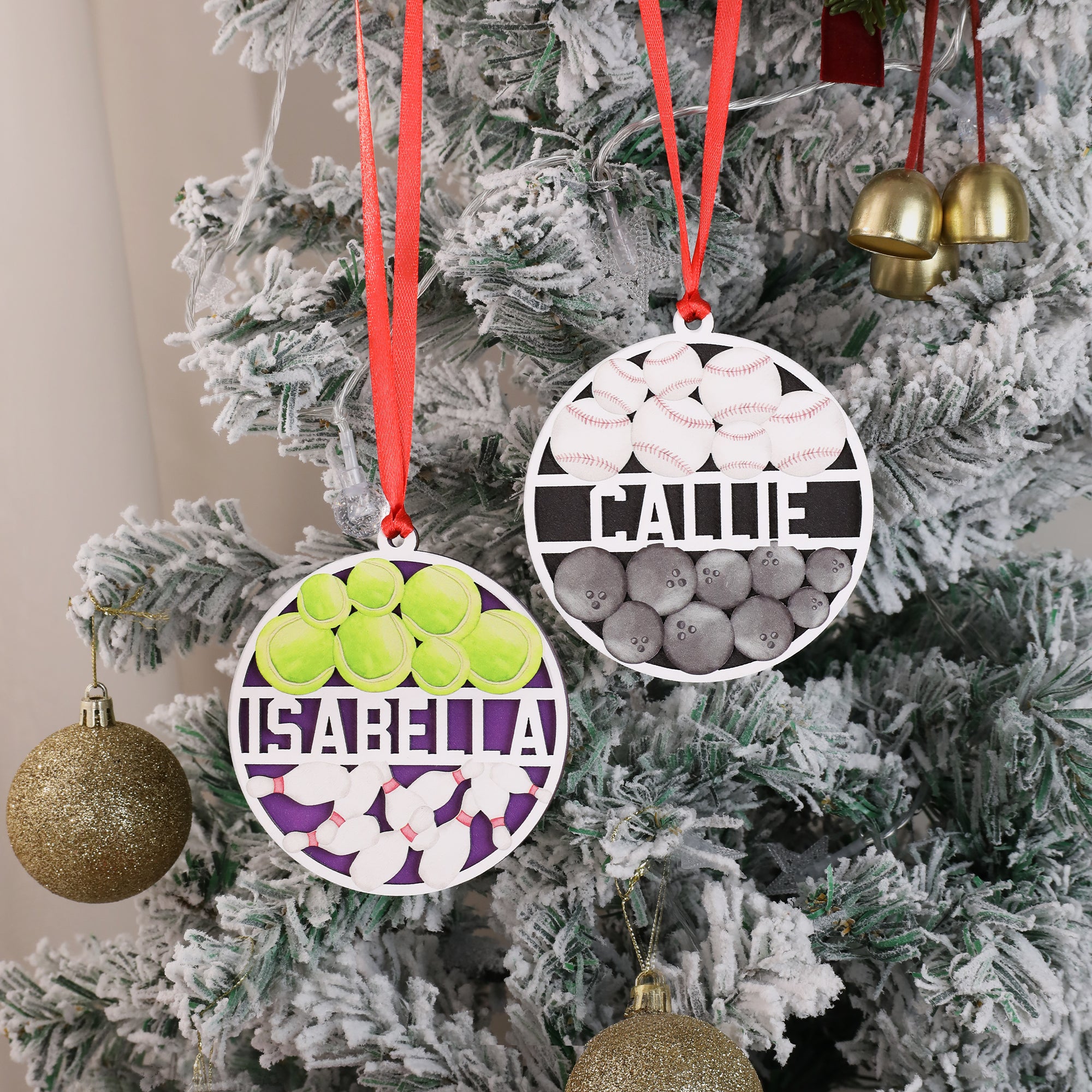 Ornamento de madera redondo en capas personalizado con el nombre del deportista Regalo de cumpleaños para los amantes del deporte