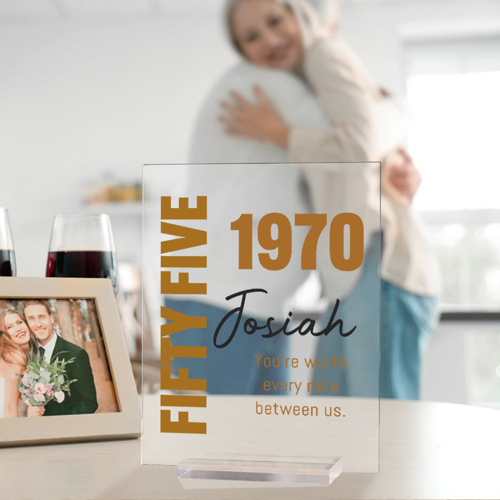 Placa Acrílica Personalizada de Cumpleaños con Nombre Edad y Año Texto Decoración del Hogar Regalos de Cumpleaños para Amigos Familia