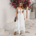 Bridal Wedding Dress White Spaghetti Straps Asymmetrical Halter A-line. Available in Regular, Petite & Plus Size.