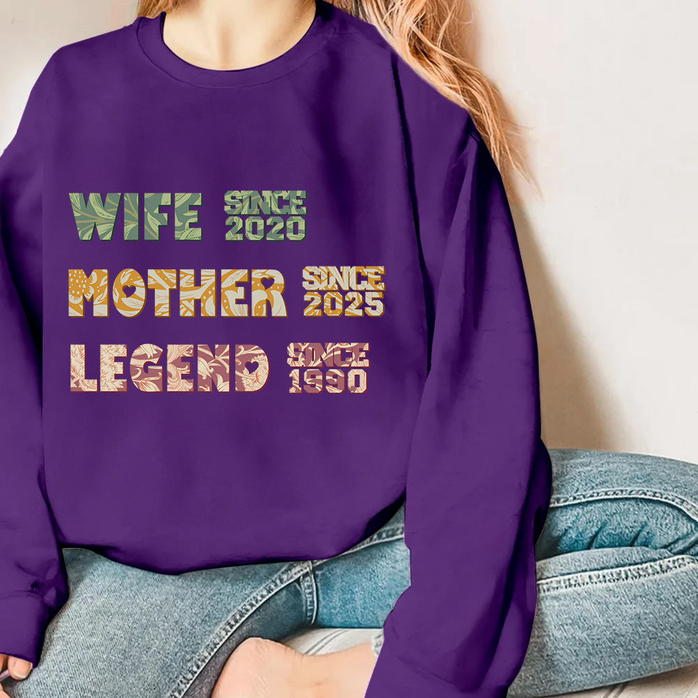 Personalizada Multicolor Leyenda Mamá Abuela Floral Camiseta Sudadera con Año Cumpleaños Día de la Madre Regalo para Mujer