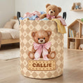 Cesta de la ropa impermeable con nombre y asa Personalizada Osito de peluche Regalo de inauguración de la casa para niños Niñas